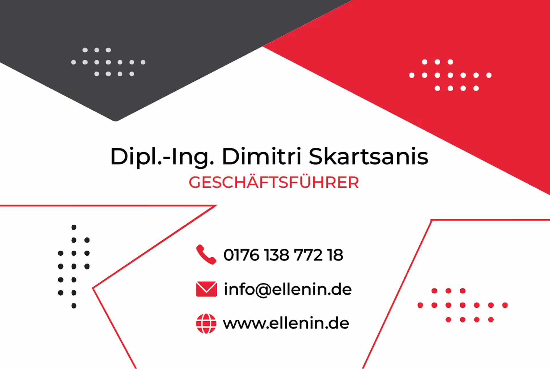 Ellenin Visitenkarte Vorderseite